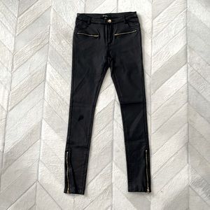ANGL Black waxed stretch jeans